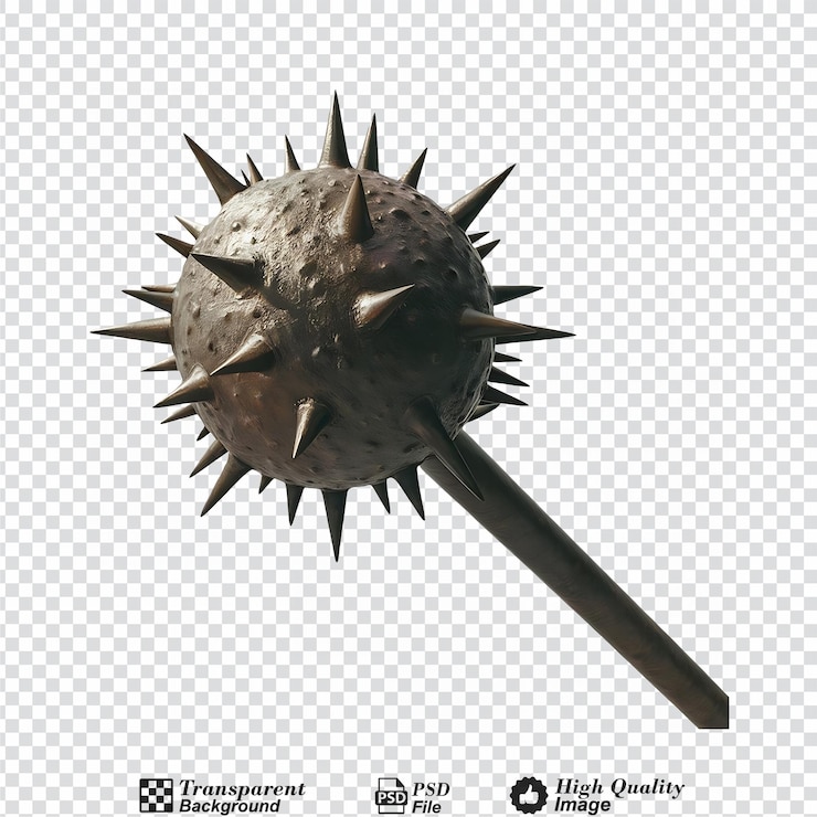 PSD spiked ball mace isolato su sfondo trasparente