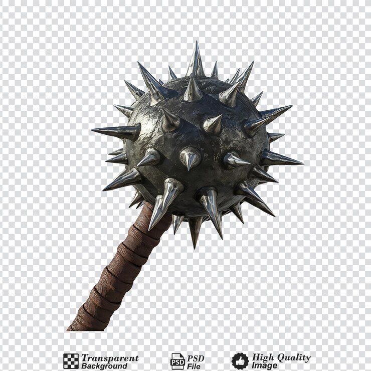 PSD spiked ball mace isolato su sfondo trasparente
