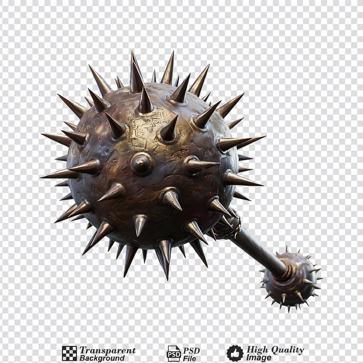 PSD spiked ball mace isolato su sfondo trasparente