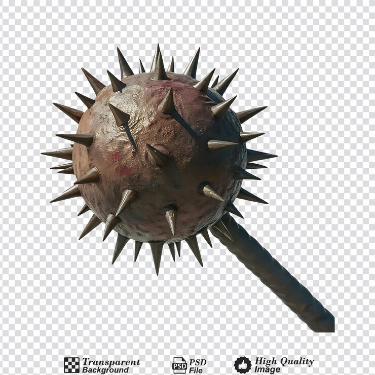 PSD spiked ball mace isolato su sfondo trasparente