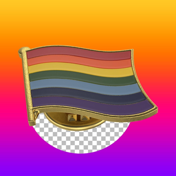 PSD spilla arcobaleno in metallo dorato per il concept pride day