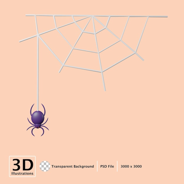 PSD spinne hallowen 3d-symbol-illustration