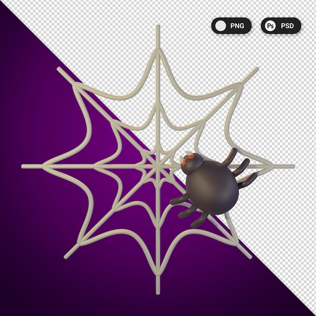 PSD spinnwebe halloween-ikonensatz 3d-rendering