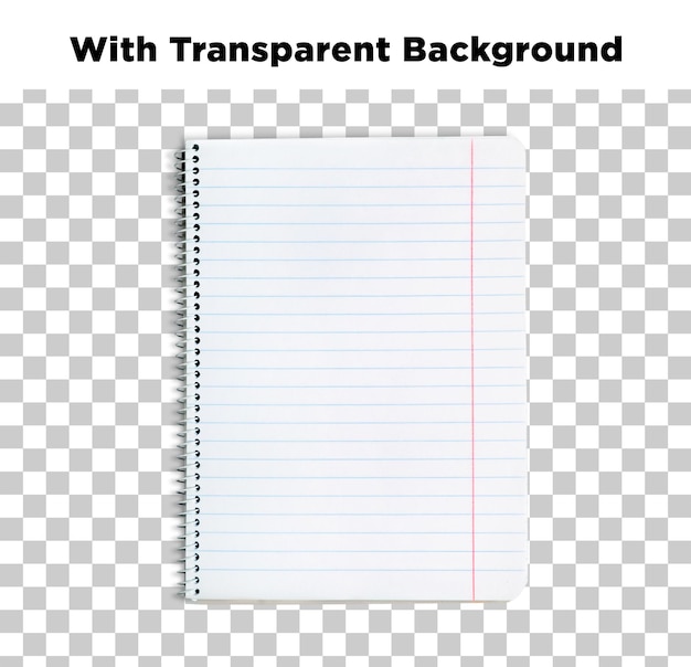 Spiral Notebook with Lined Paper and Transparent Background