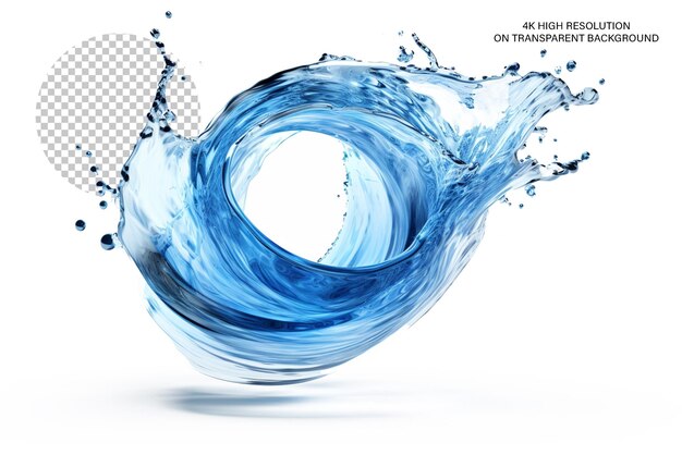 PSD spiral water splash 3d-rendering der blauen farbe auf durchsichtigem hintergrund