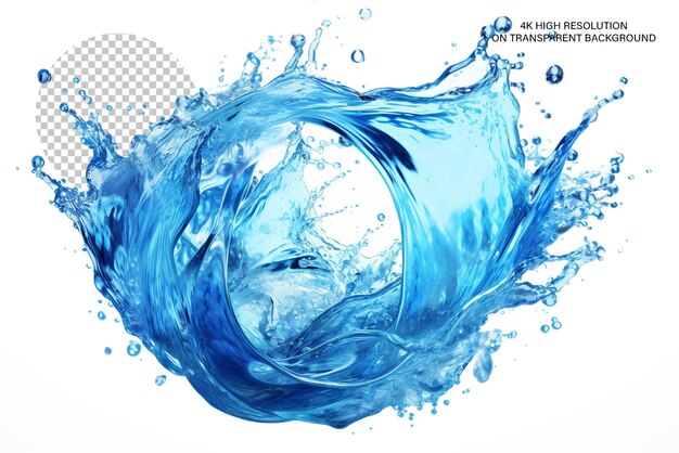 PSD spiral water splash 3d renderização de cor azul em fundo transparente