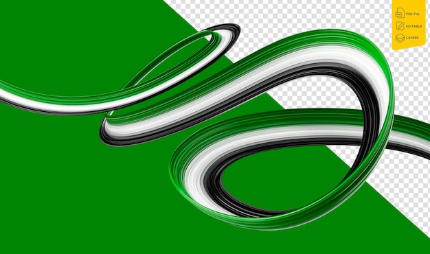 PSD spirale abstraite des couleurs du drapeau de la palestine pinceau 3d illustration 3d