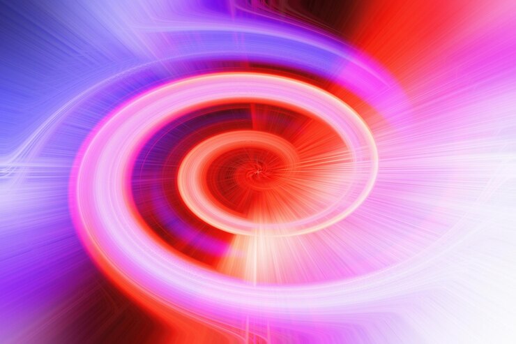 PSD spirale rossa e blu vibrante che irradia una luce brillante al suo centro creando un'immagine accattivante
