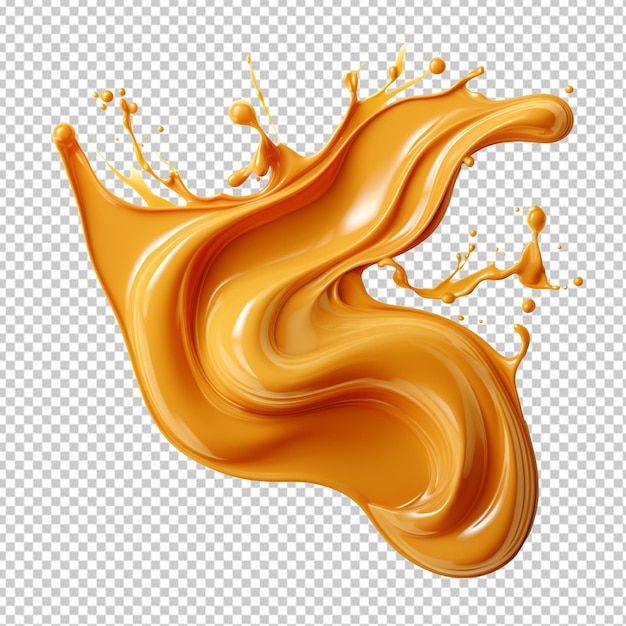 Splash de caramel isolé sur un fond transparent