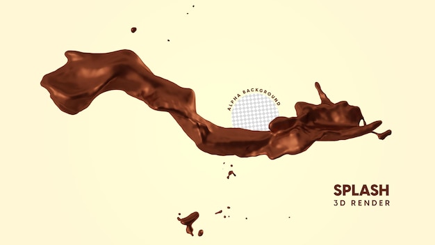 Splash de chocolate 3d aislado para la composición de pascua