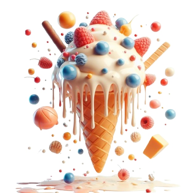 PSD splash de cono de helado afrutado