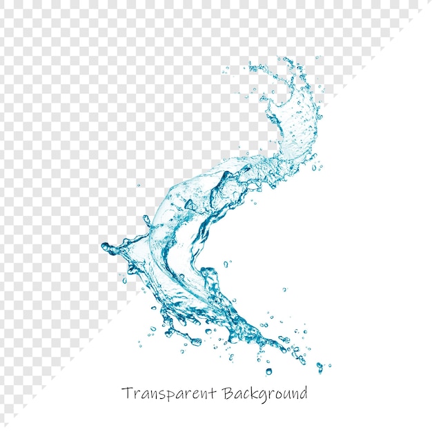 Splash d'acqua dinamico su sfondo trasparente