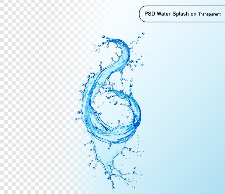 PSD splash de água azul isolado em fundo transparente psd e png