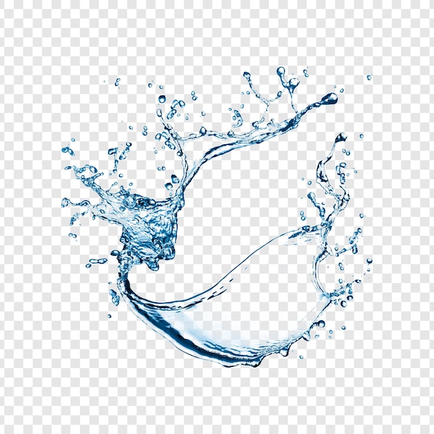 Splash de água dinâmico isolado em fundo transparente