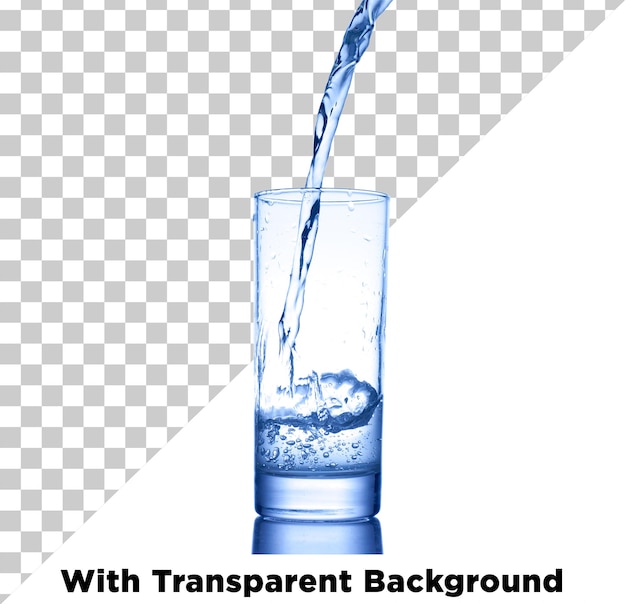 Splash de água realista em vidro ou água derramando em vidro PSD Isolado Transparente de fundo