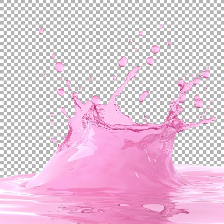 PSD splash de água rosa em fundo transparente ai gerado