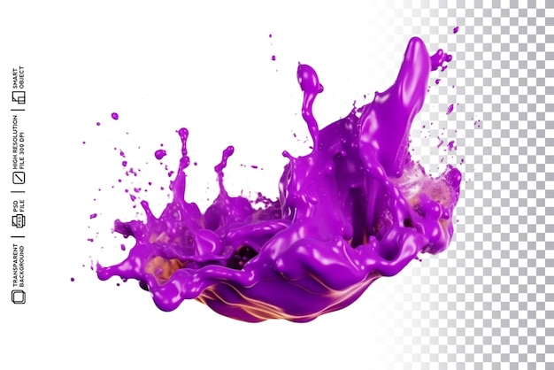 PSD splash de cor roxa atraente com transparência no photoshop