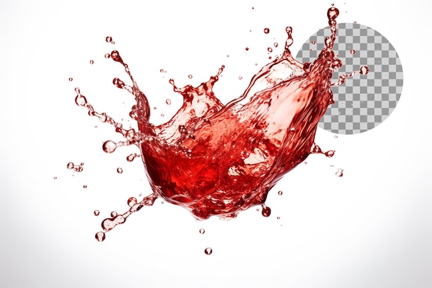 Splash di bevande analcoliche trasparenti di colore rosso scuro