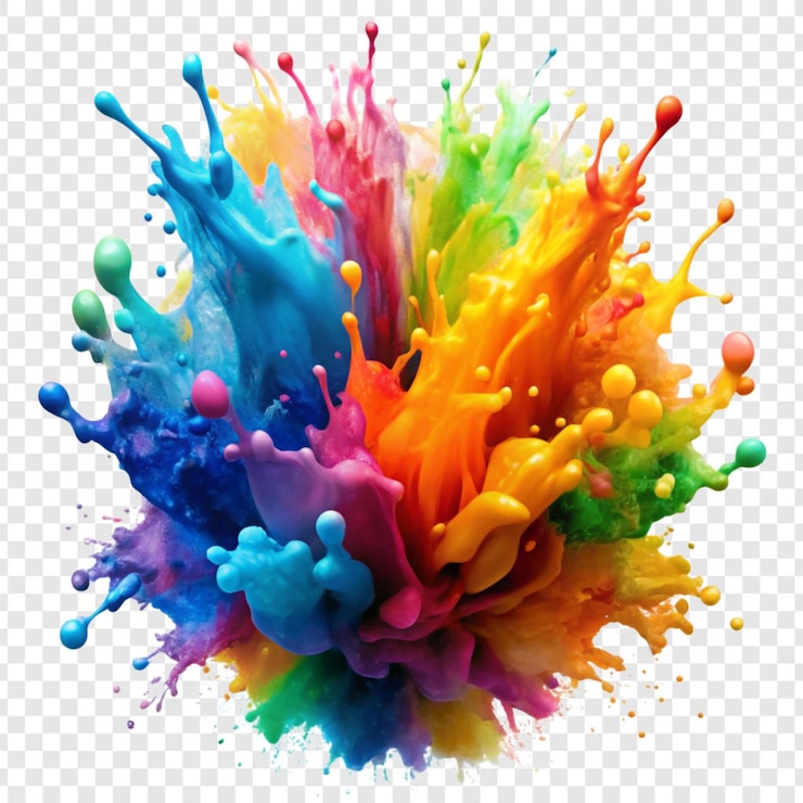 PSD splash di inchiostro colorato isolato su uno sfondo trasparente