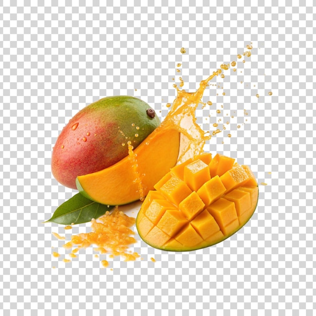 Splash di mango PSD premium su uno sfondo isolato