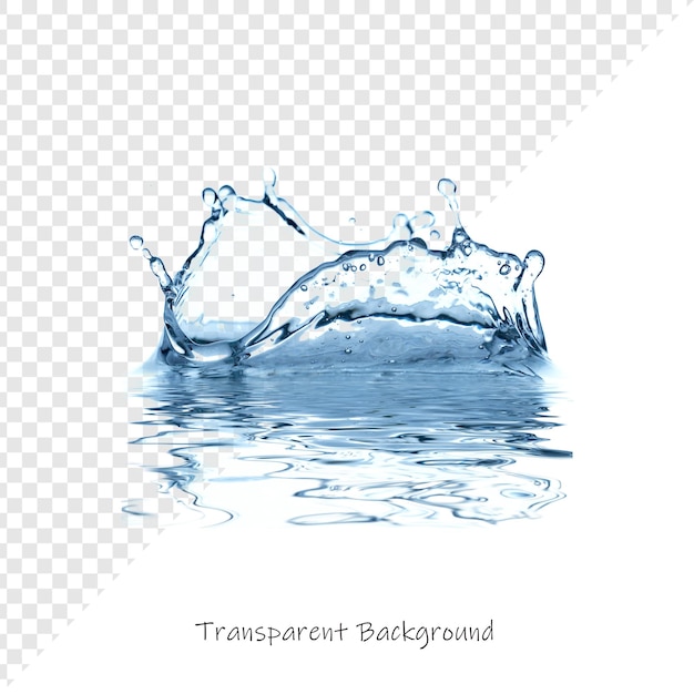 Splash d'eau dynamique avec réflexion et fond transparent