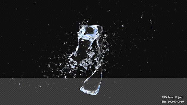 Splash de gouttelettes d'eau rendu 3d isolé