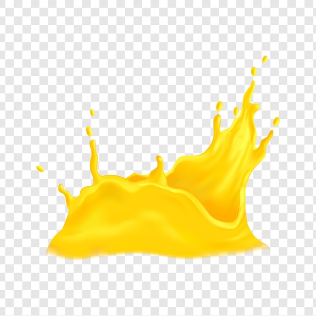 Splash de jus d'orange isolé sur un fond transparent