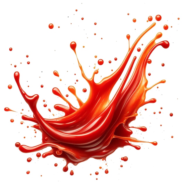 PSD splash ketchup de tomate rouge isolé sur fond blanc