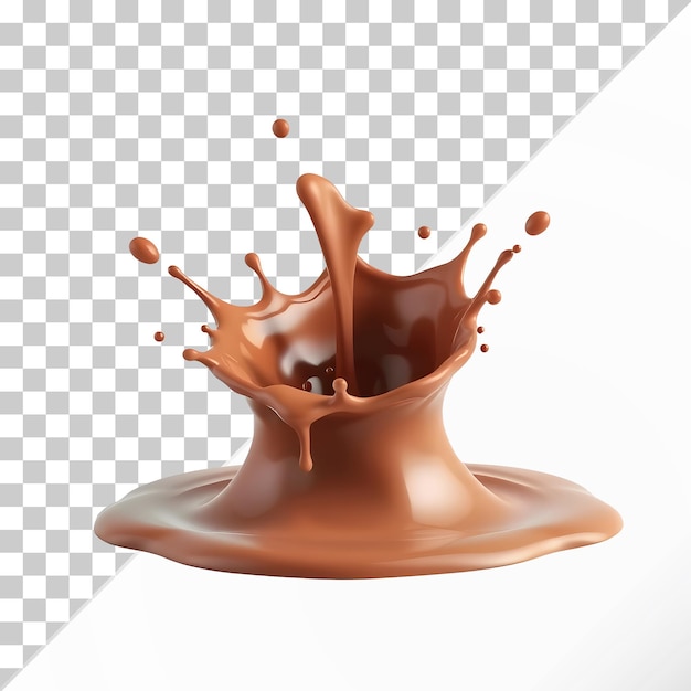 Splash de lait au chocolat 3D réaliste PSD transparent