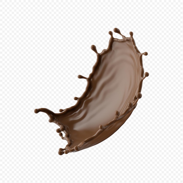 PSD splash de leche con chocolate aislado