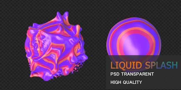 Splash liquide coloré rendu 3d premium psd