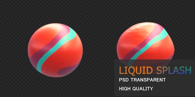 Splash liquide coloré rendu 3d premium psd