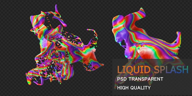 Splash Liquide Coloré Rendu 3d Premium Psd