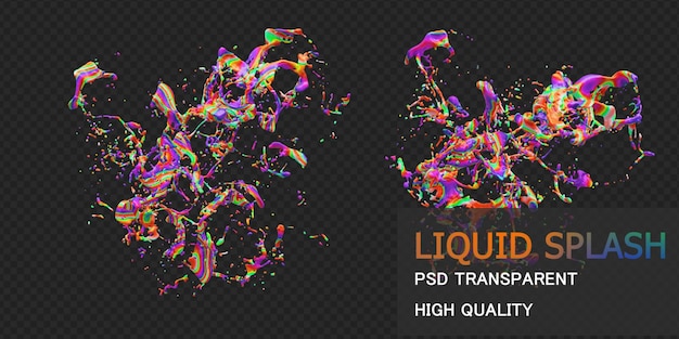 Splash liquide coloré rendu 3d premium psd