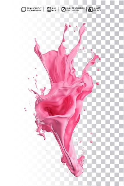 PSD splash rose psd sur fond transparent