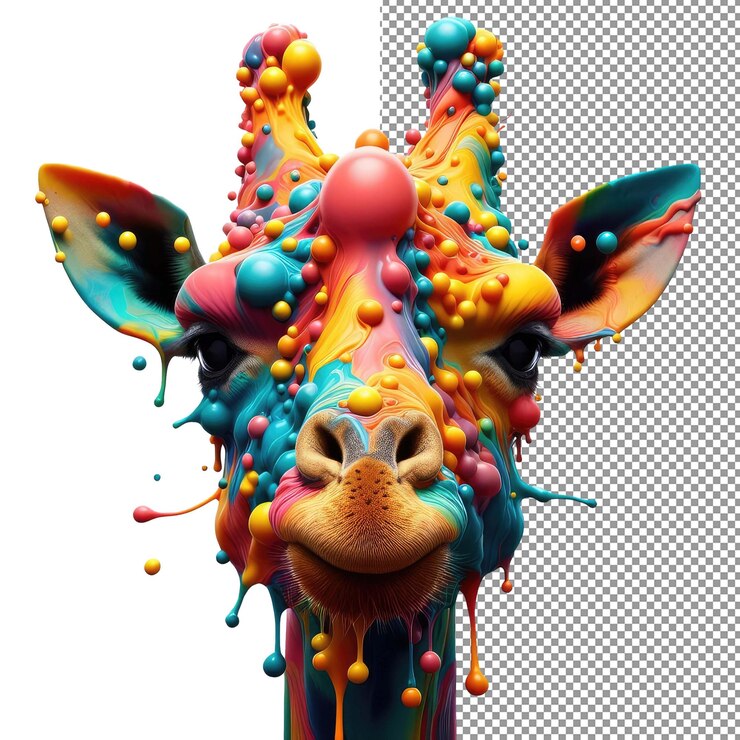 PSD splash safari colorful animal face aislamiento de las caras de los animales