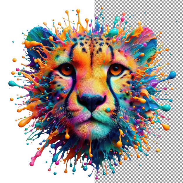 PSD splash safari colorful animal face aislamiento de las caras de los animales