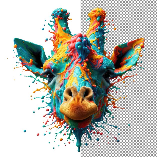 PSD splash safari colorful animal face aislamiento de las caras de los animales