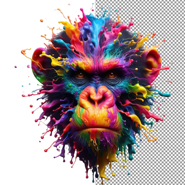 PSD splash safari isolation de visages d'animaux colorés