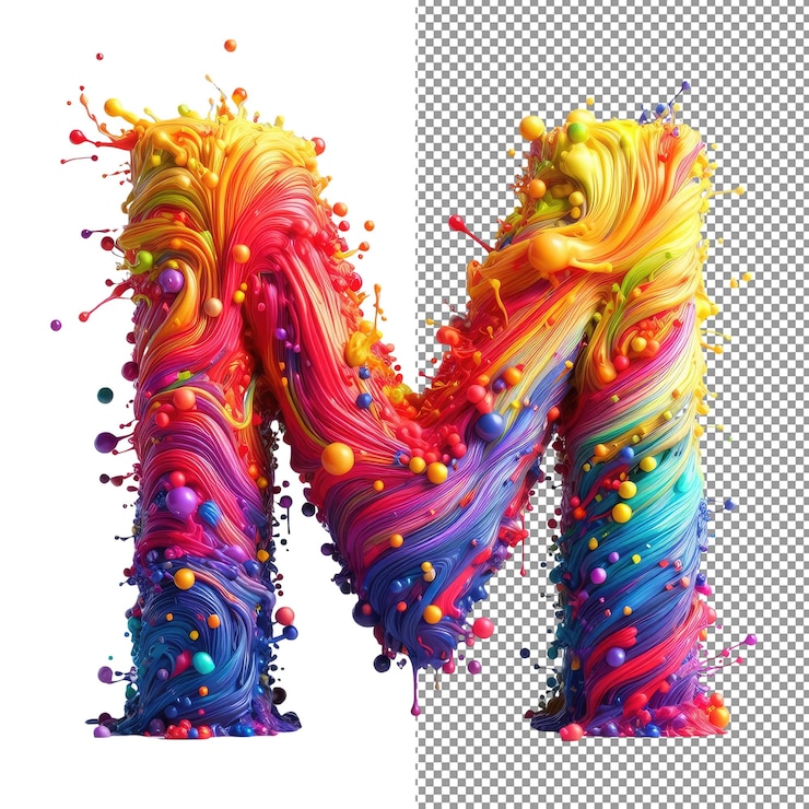 PSD splashes artísticos del alfabeto colorful splash letter clipart para diversos diseños