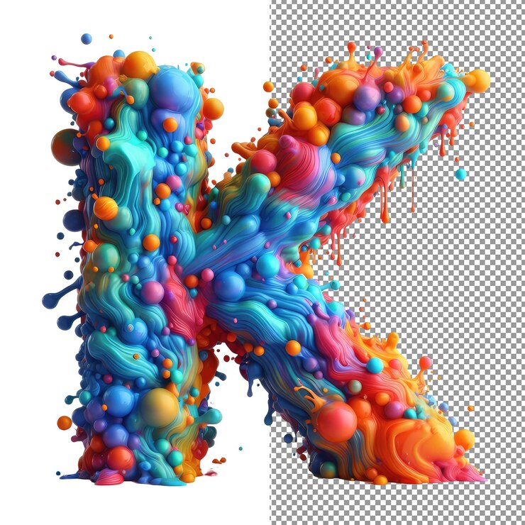PSD splashes artísticos del alfabeto colorful splash letter clipart para diversos diseños