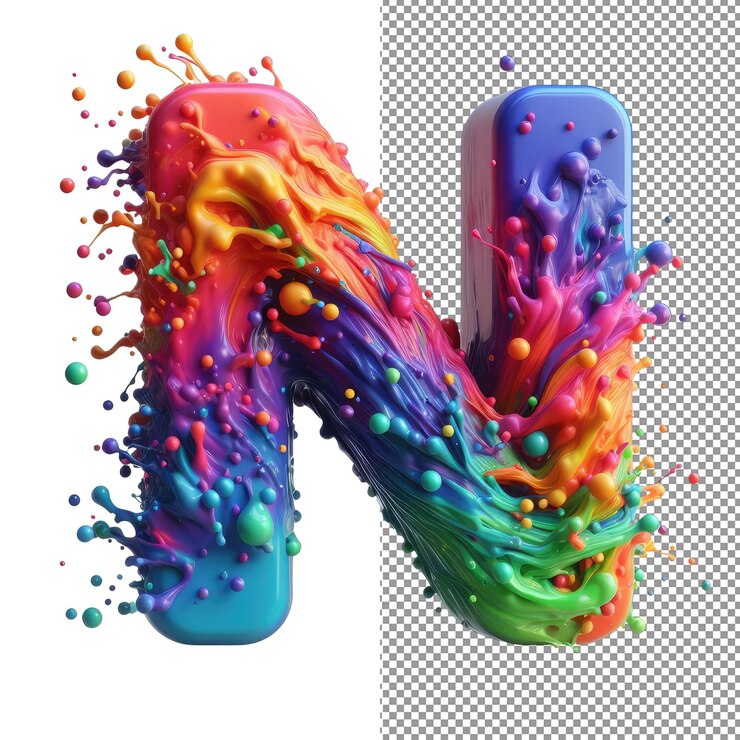 PSD splashes artísticos del alfabeto colorful splash letter clipart para diversos diseños