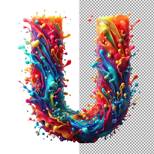 PSD splashes artísticos de alfabeto colorido splash letter clipart para diversos desenhos