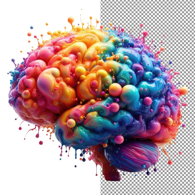 PSD splashy synapses: une illustration isolée du cerveau dans un spectre de couleurs