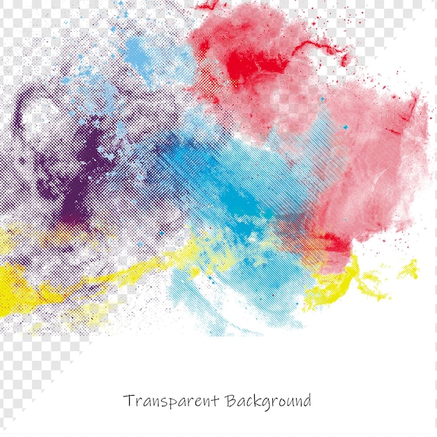 Splatter colorato ad acquerello con sfondo trasparente