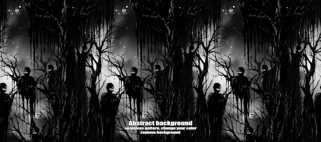 Spooky Skulls e Ghosts scintillanti sullo sfondo di Halloween