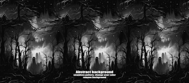 Spooky Skulls e Ghosts scintillanti sullo sfondo di Halloween