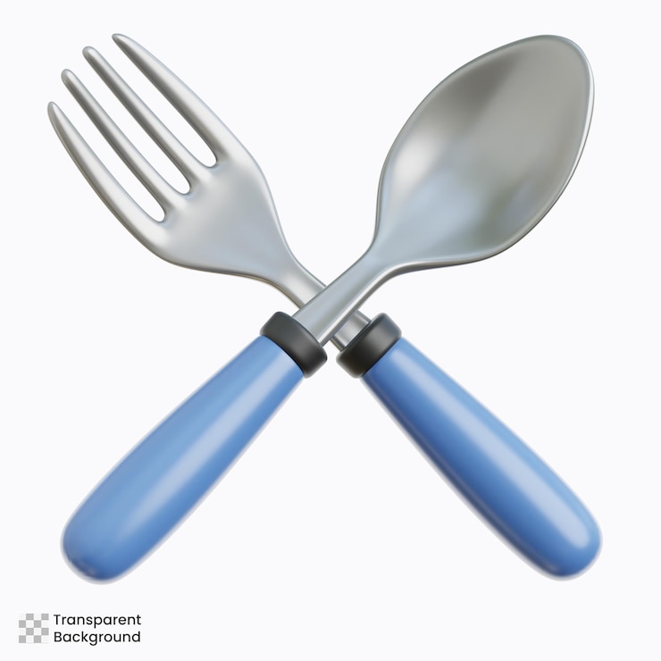 PSD spoon and fork 3d illustration