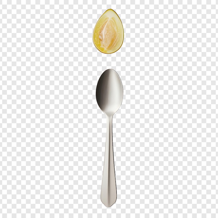 PSD spoon and spoon with lemon on a white background