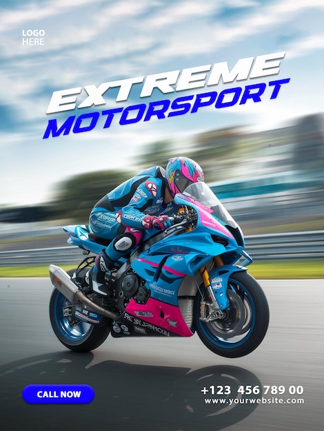 Sport Bike Racing Motorsport Extreme Turnier Motorrad Action Cover Geschäfts Flyer Vorlage
